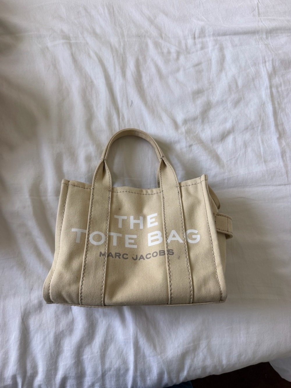 Marc Jacobs Canvas Tote Bag in Beige with White Logo